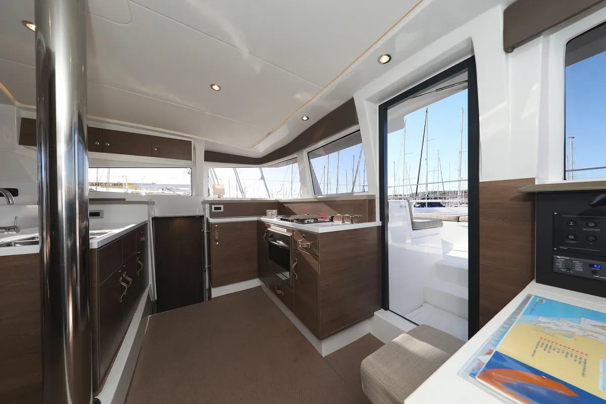 Galley of Air Space, a Bali 4.2 catamaran at Grad Vodice, Croatia