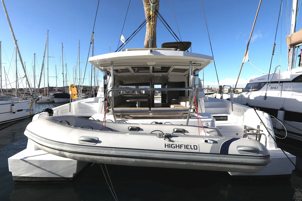 Exterior view of Air Space, a Bali 4.2 catamaran at Grad Vodice, Croatia