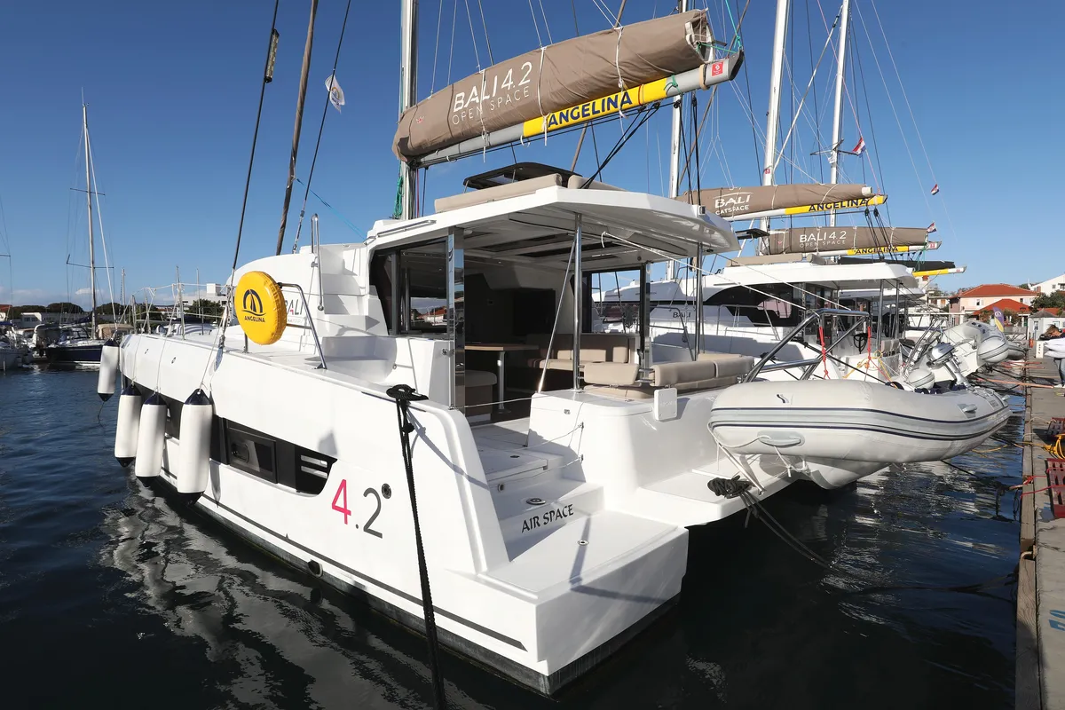 Exterior view of Air Space, a Bali 4.2 catamaran at Grad Vodice, Croatia