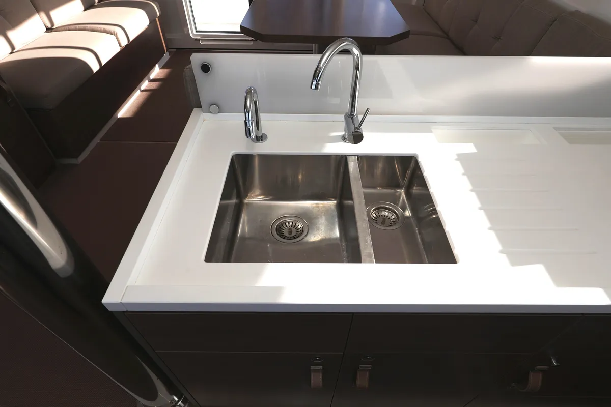 Galley of Air Space, a Bali 4.2 catamaran at Grad Vodice, Croatia