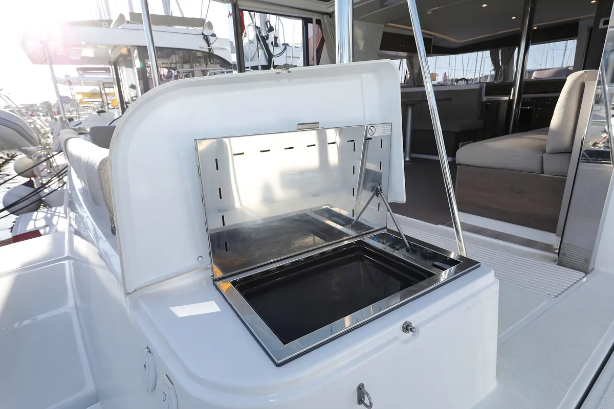 Deck of Air Space, a Bali 4.2 catamaran at Grad Vodice, Croatia