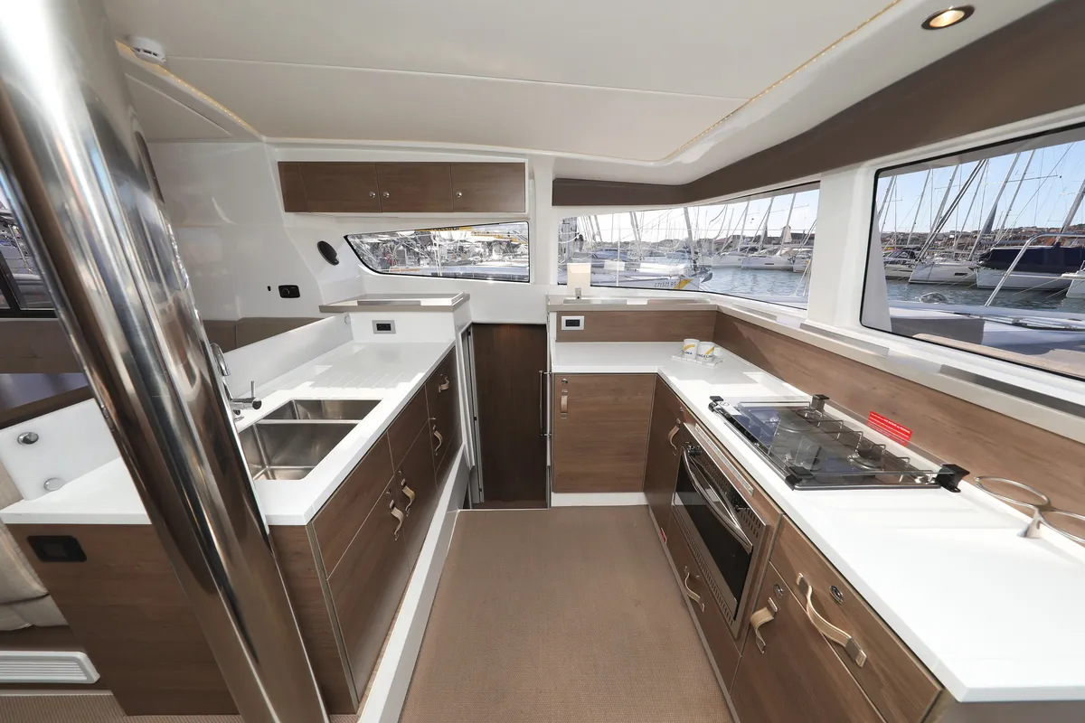 Galley of Air Space, a Bali 4.2 catamaran at Grad Vodice, Croatia