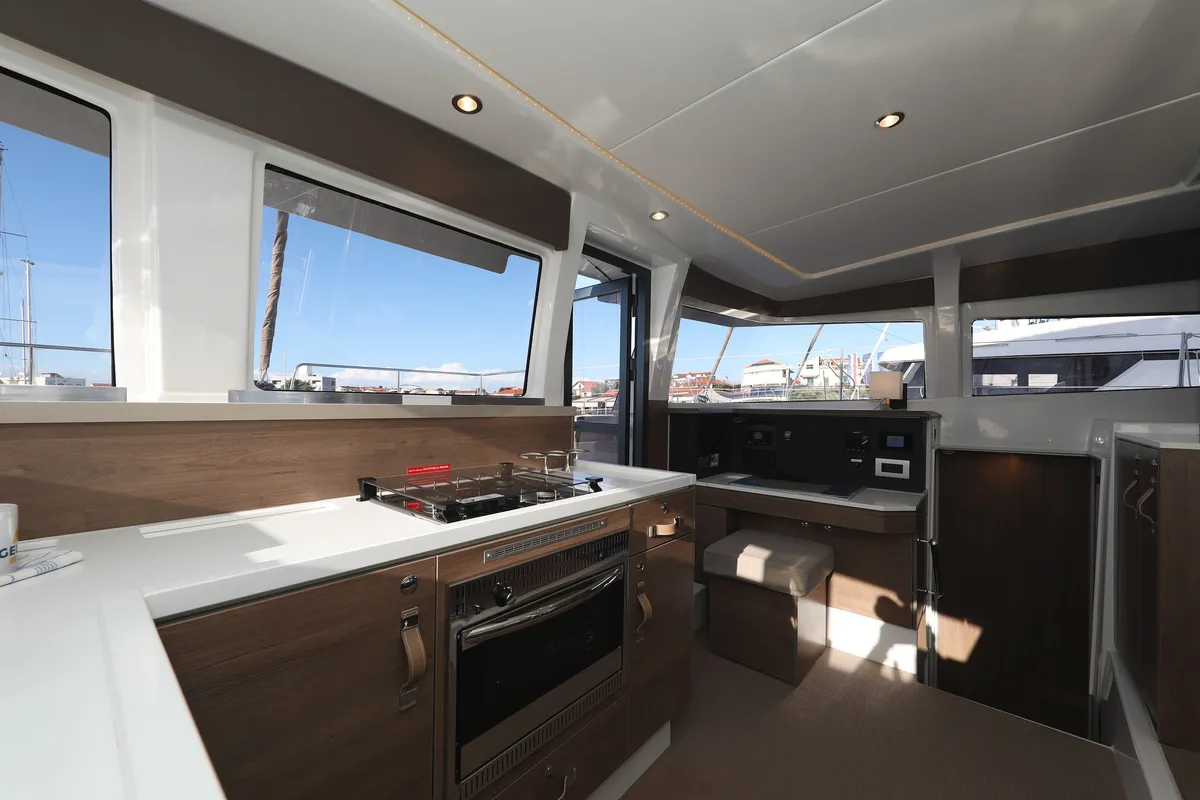 Galley of Air Space, a Bali 4.2 catamaran at Grad Vodice, Croatia