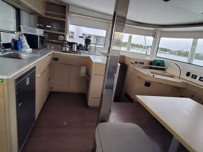 Galley of Sir Jax, a Lagoon 46 catamaran at Central Abaco, Bahamas
