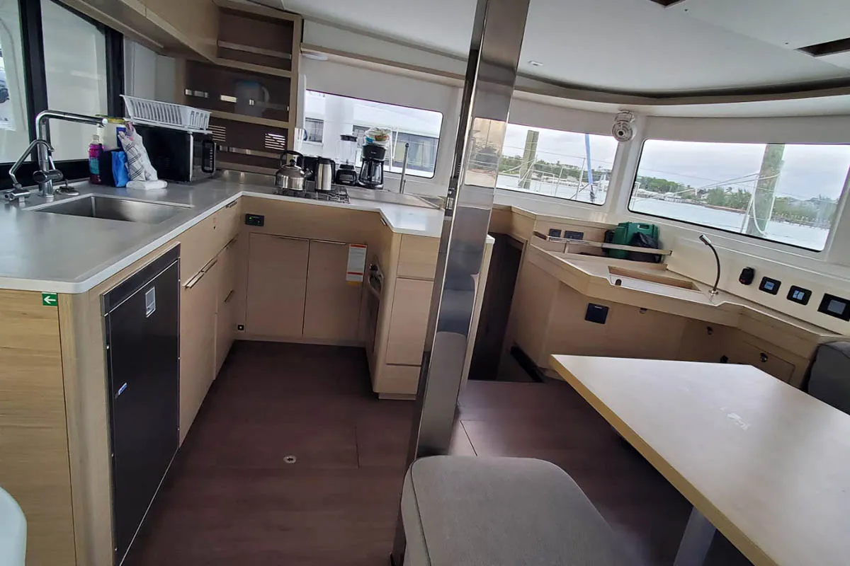 Galley of Sir Jax, a Lagoon 46 catamaran at Central Abaco, Bahamas