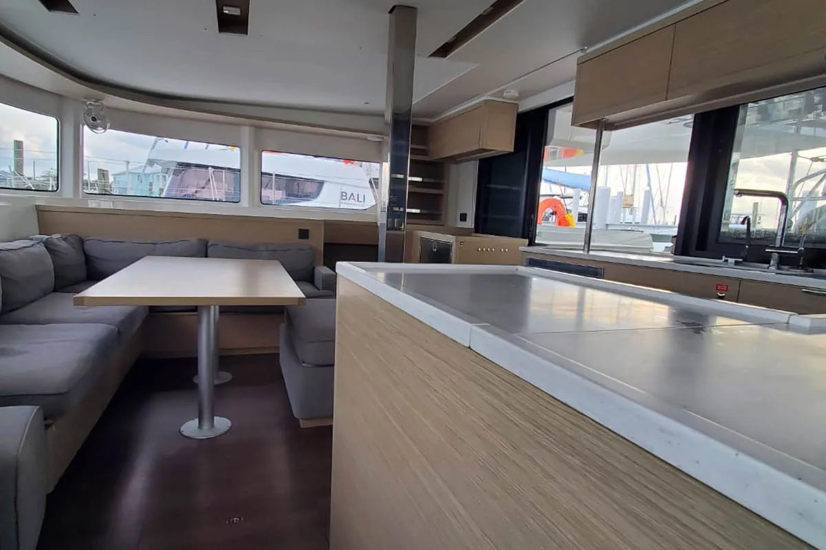 Galley of Sir Jax, a Lagoon 46 catamaran at Central Abaco, Bahamas