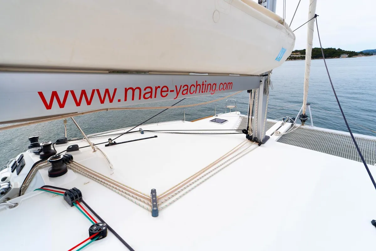 Deck of Secret of Life, a Lagoon 400 S2 catamaran at Grad Šibenik, Croatia