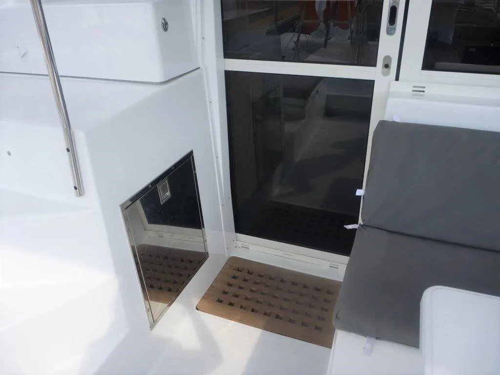 Deck of Secret of Life, a Lagoon 400 S2 catamaran at Grad Šibenik, Croatia