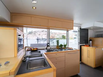 Galley of Secret of Life, a Lagoon 400 S2 catamaran at Grad Šibenik, Croatia
