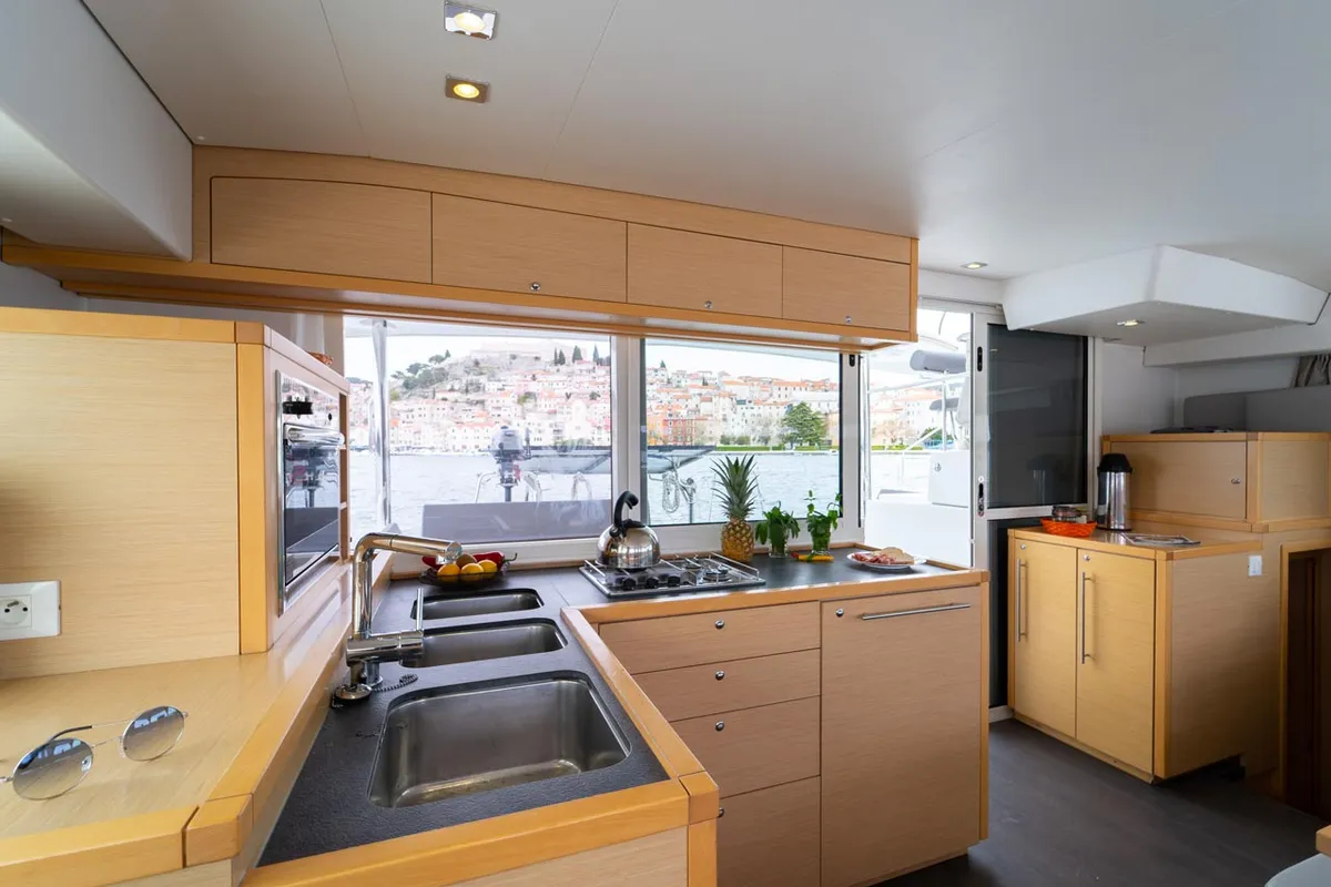 Galley of Secret of Life, a Lagoon 400 S2 catamaran at Grad Šibenik, Croatia