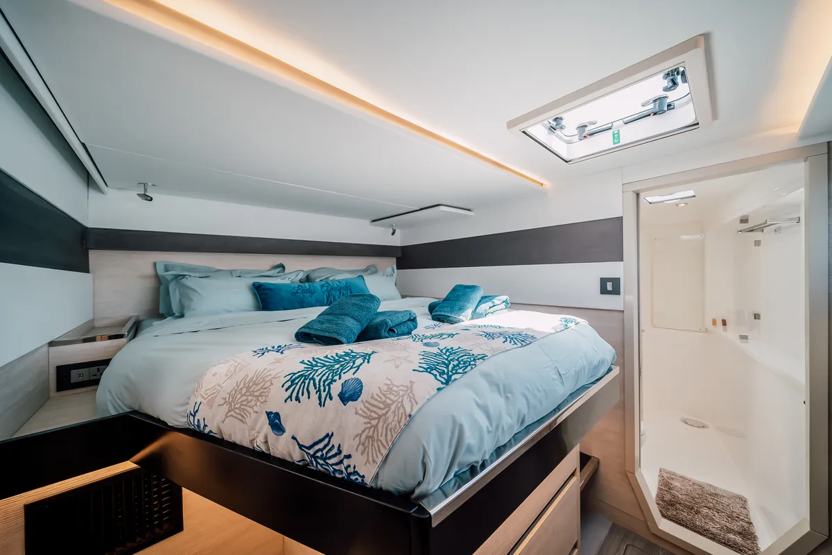 Cabin on LADY AMANDA, a Leopard 50 catamaran at Jezera, Croatia