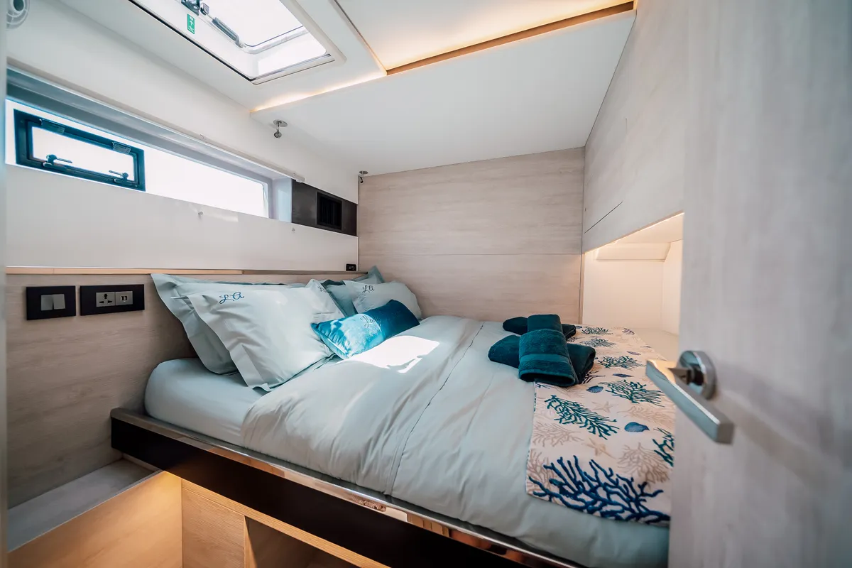 Cabin on LADY AMANDA, a Leopard 50 catamaran at Jezera, Croatia