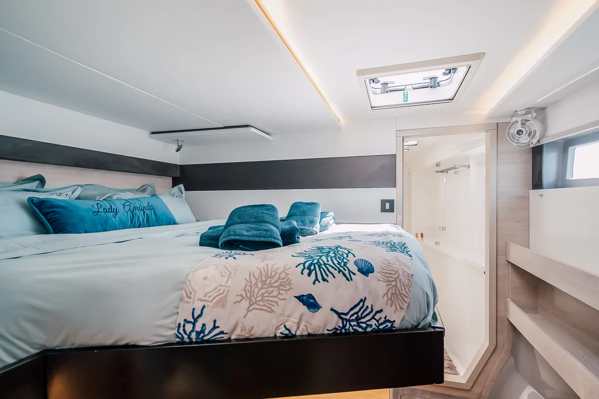 Cabin on LADY AMANDA, a Leopard 50 catamaran at Jezera, Croatia