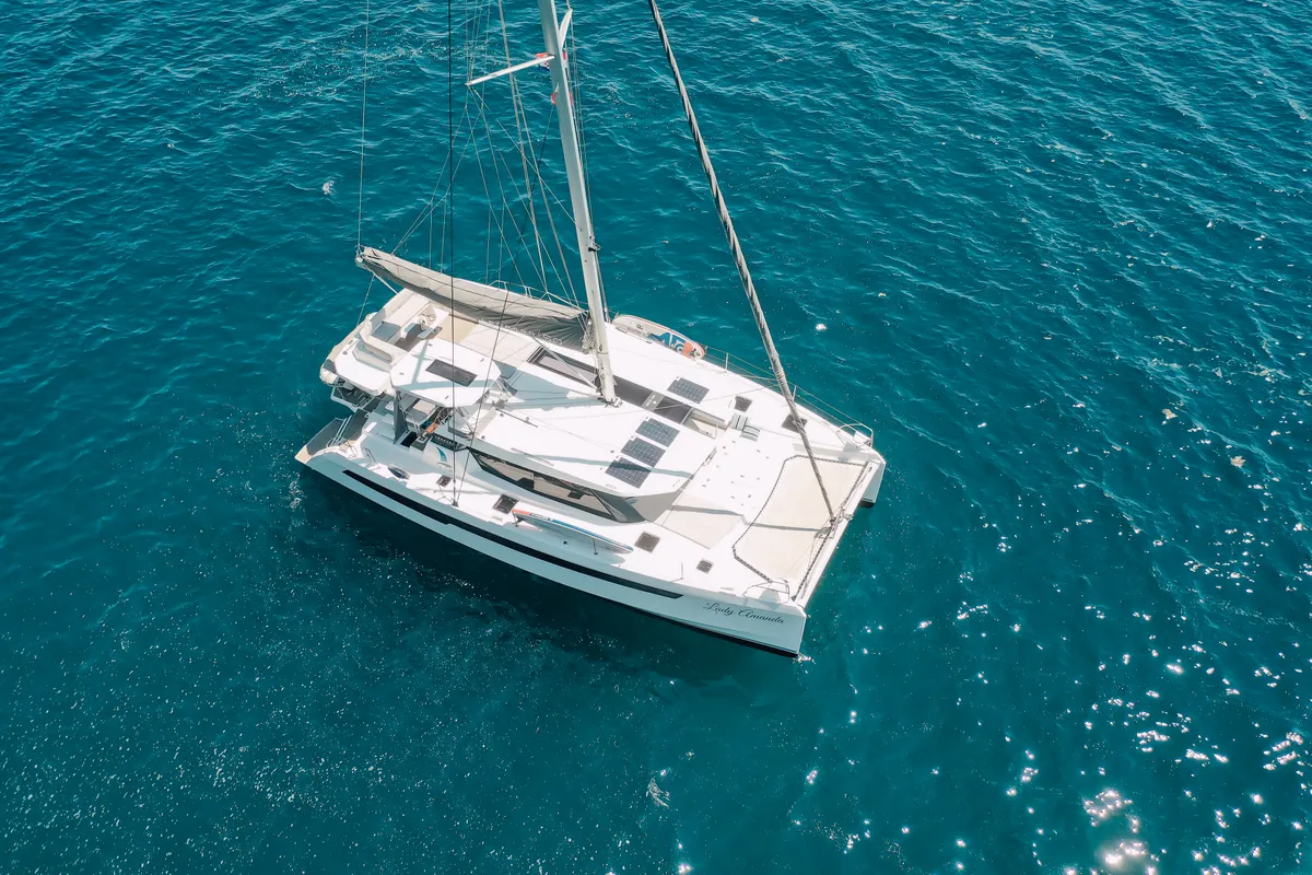 Exterior view of LADY AMANDA, a Leopard 50 catamaran at Jezera, Croatia