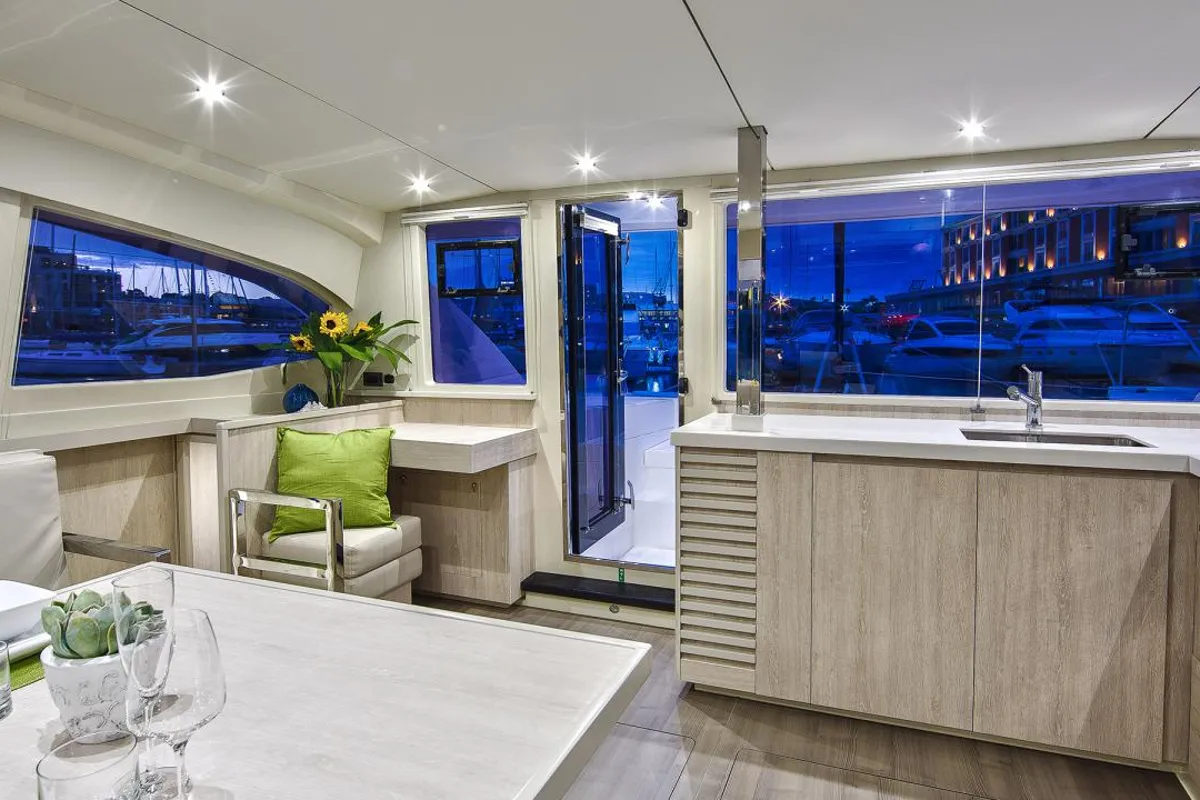 Galley of Moorings 4000/3 Club, a Leopard 40 catamaran at Roche Caiman, Seychelles
