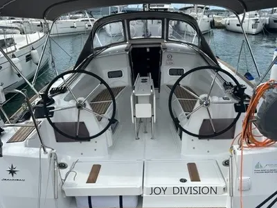 Cockpit of Joy Division, a Jeanneau Sun Odyssey 349 sailboat at Grad Biograd na Moru, Croatia