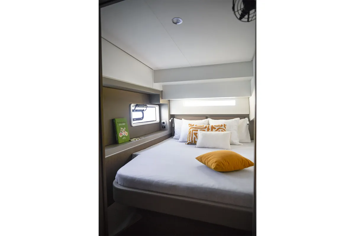 Cabin on Christeol, a Bali 4.2 catamaran at Cannes, France