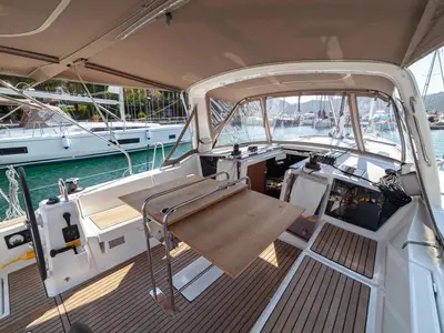 Deck of Sail Orion, a Beneteau Oceanis 41.1 sailboat at Marmaris, Turkey