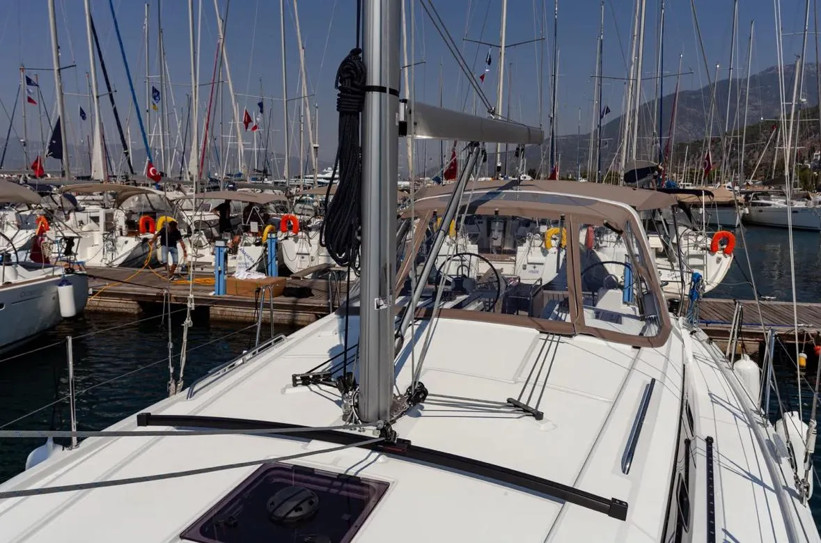 Deck of Sail Orion, a Beneteau Oceanis 41.1 sailboat at Marmaris, Turkey