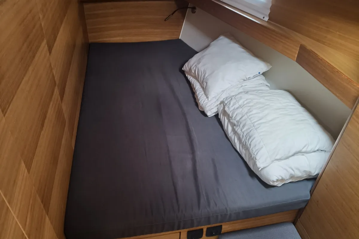 Cabin on SkyFall, a Elan Impression 50.1 sailboat at Punat, Croatia