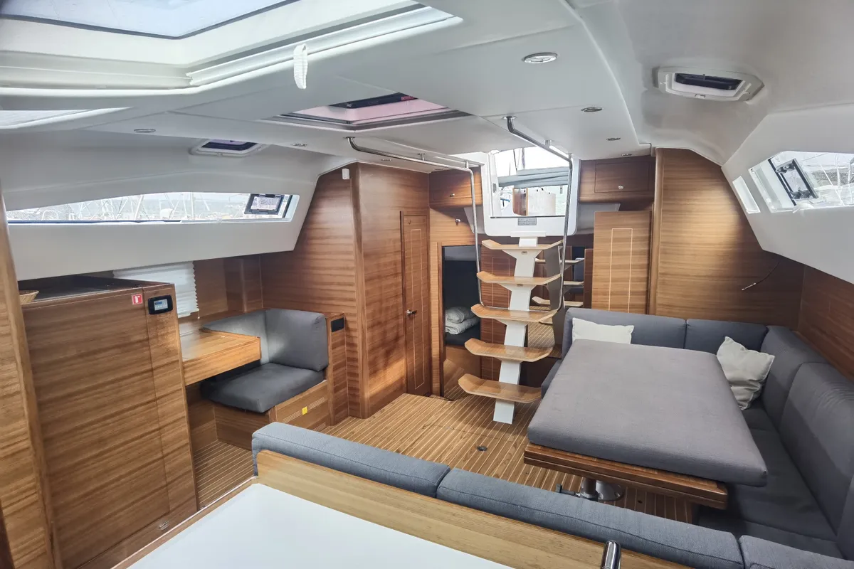 Salon of SkyFall, a Elan Impression 50.1 sailboat at Punat, Croatia