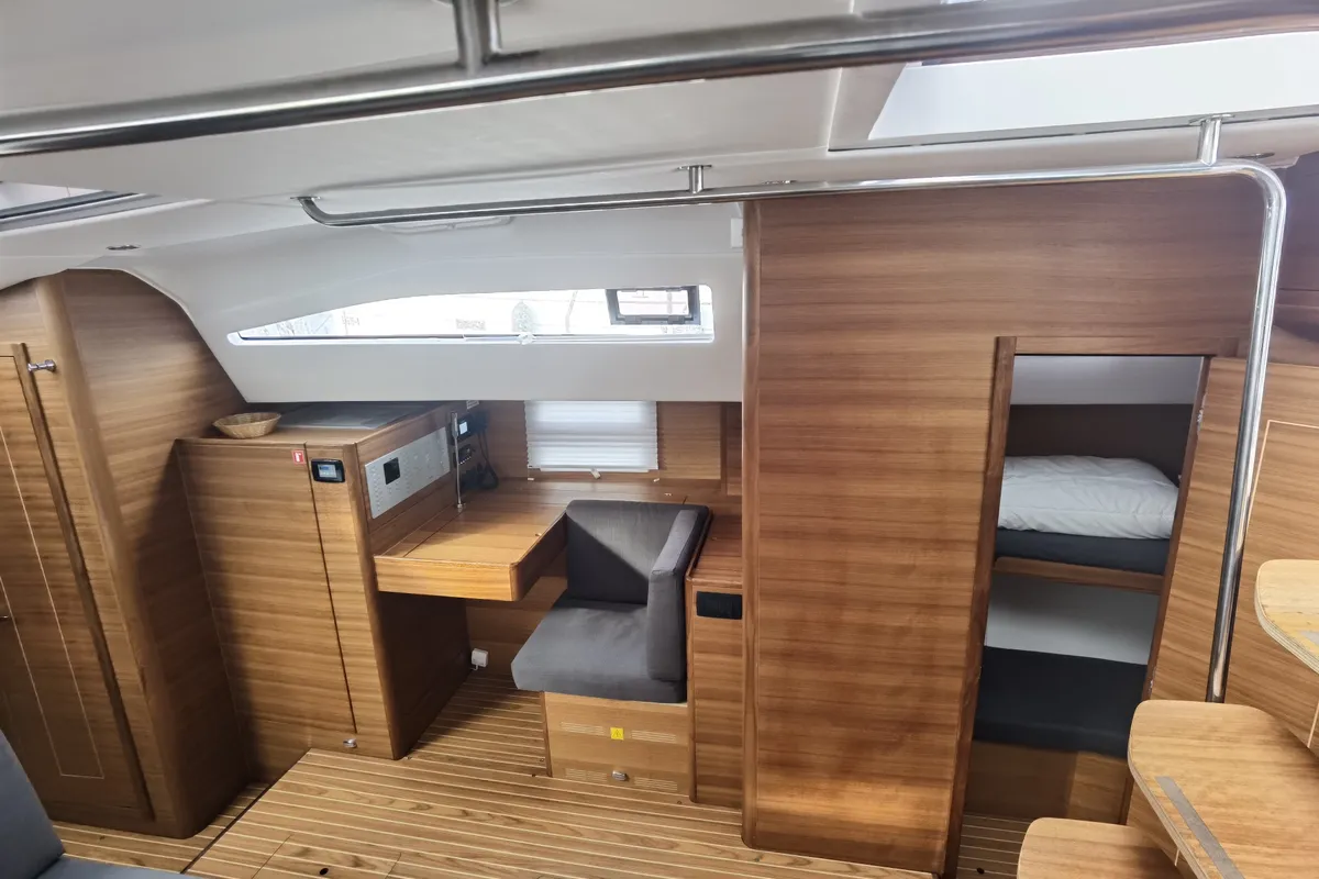 Salon of SkyFall, a Elan Impression 50.1 sailboat at Punat, Croatia