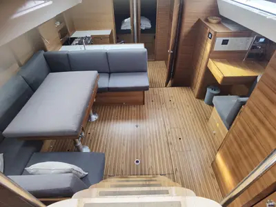 Salon of SkyFall, a Elan Impression 50.1 sailboat at Punat, Croatia