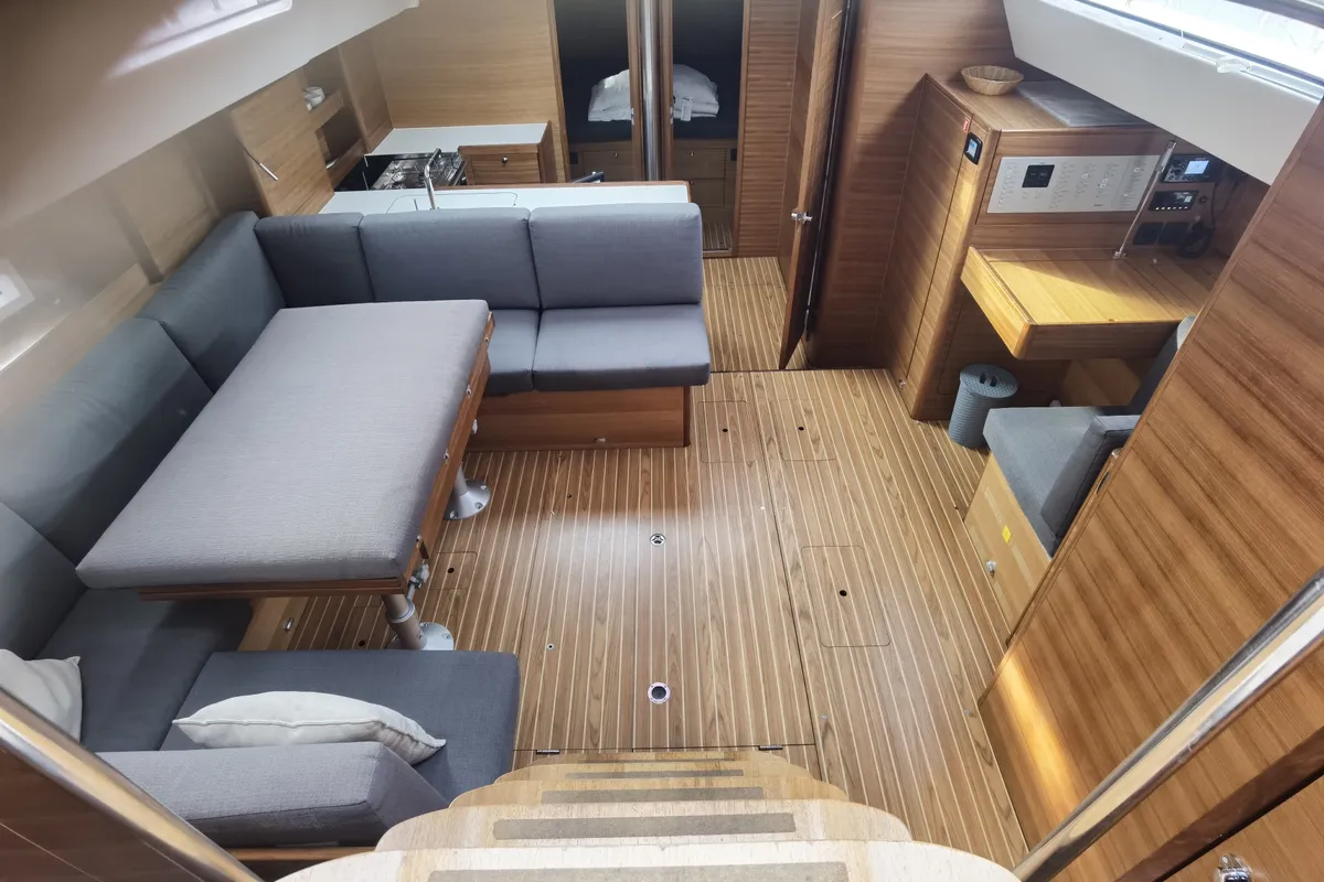 Salon of SkyFall, a Elan Impression 50.1 sailboat at Punat, Croatia