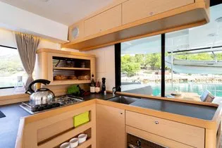 Galley of Sugar Magnolia, a Lagoon 42 catamaran at Stock Island, United States