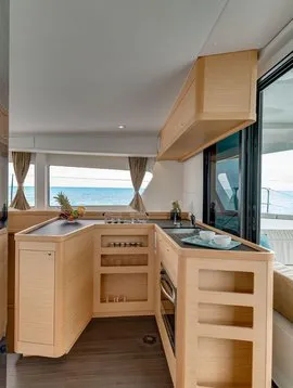 Galley of Sugar Magnolia, a Lagoon 42 catamaran at Stock Island, United States