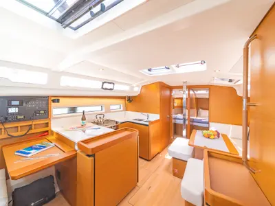 Salon of Mike Charlie, a Jeanneau Sun Odyssey 440 sailboat at Municipal Unit of Lefkada, Greece