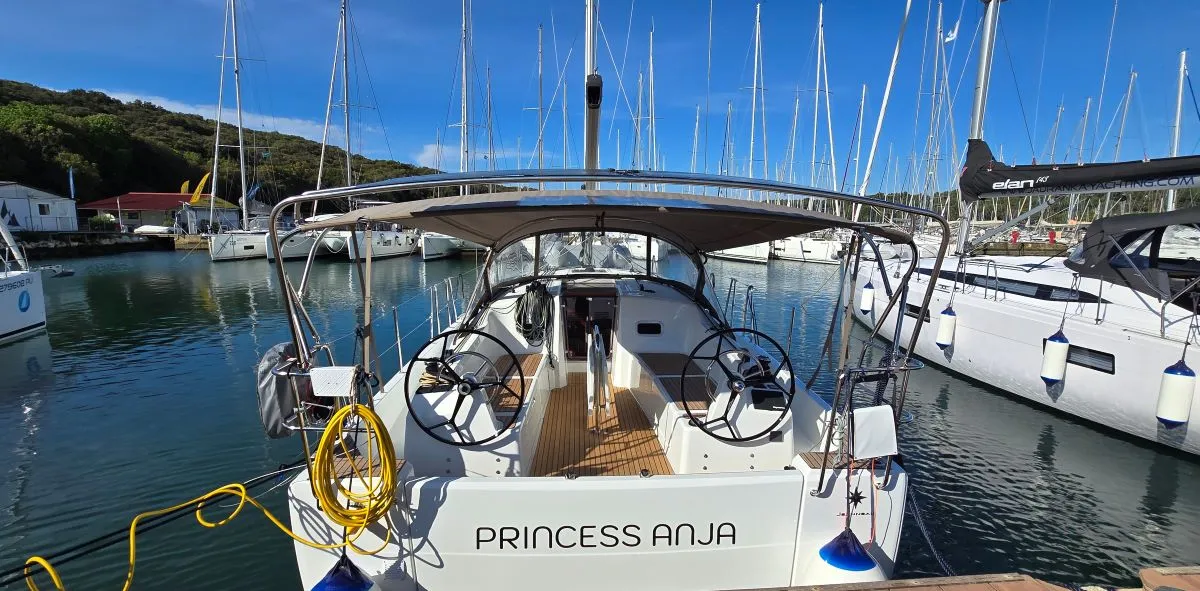 Exterior view of Princess Anja, a Jeanneau Sun Odyssey 380 sailboat at Grad Pula, Croatia