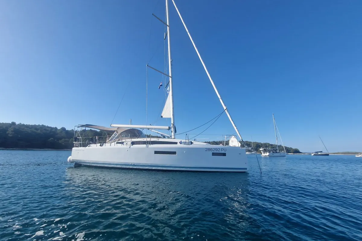 Exterior view of Princess Anja, a Jeanneau Sun Odyssey 380 sailboat at Grad Pula, Croatia