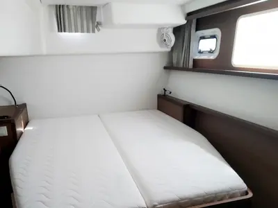 Cabin on Grecostar, a Lagoon 450 Fly catamaran at Athens, Greece