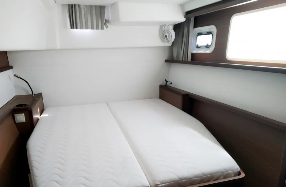 Cabin on Grecostar, a Lagoon 450 Fly catamaran at Athens, Greece