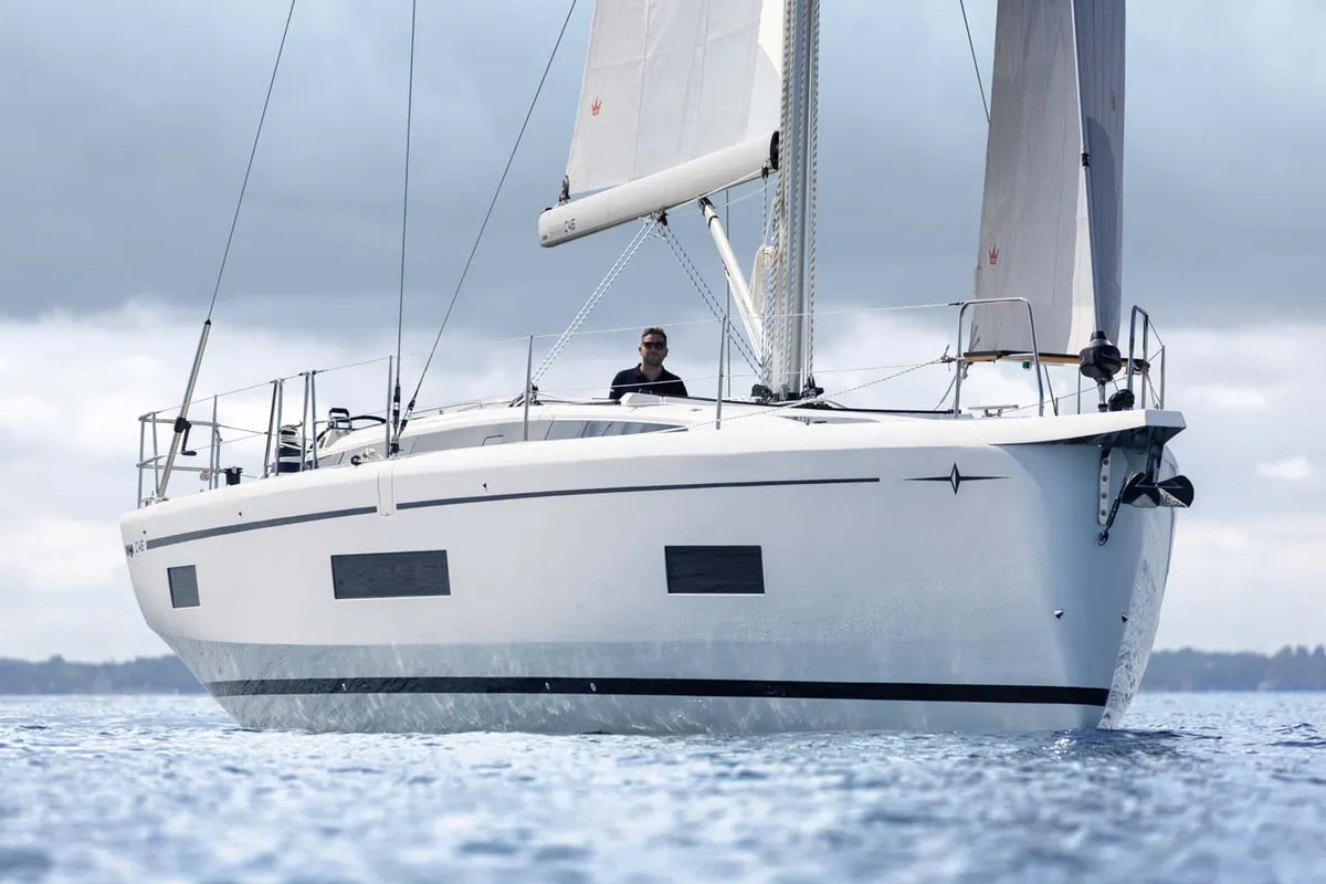 Exterior view of Vela, a Bavaria C46 sailboat at Grad Biograd na Moru, Croatia
