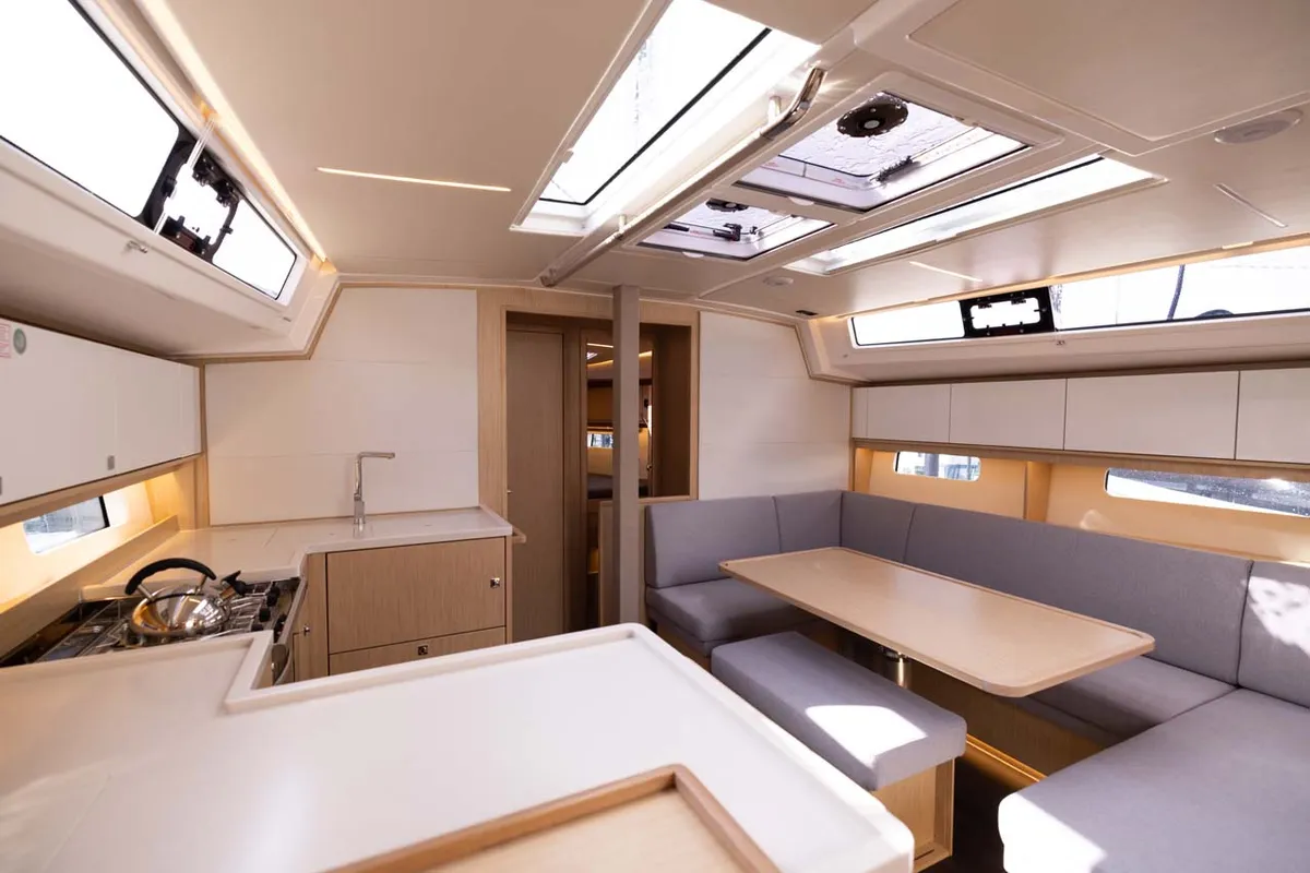 Galley of Vela, a Bavaria C46 sailboat at Grad Biograd na Moru, Croatia