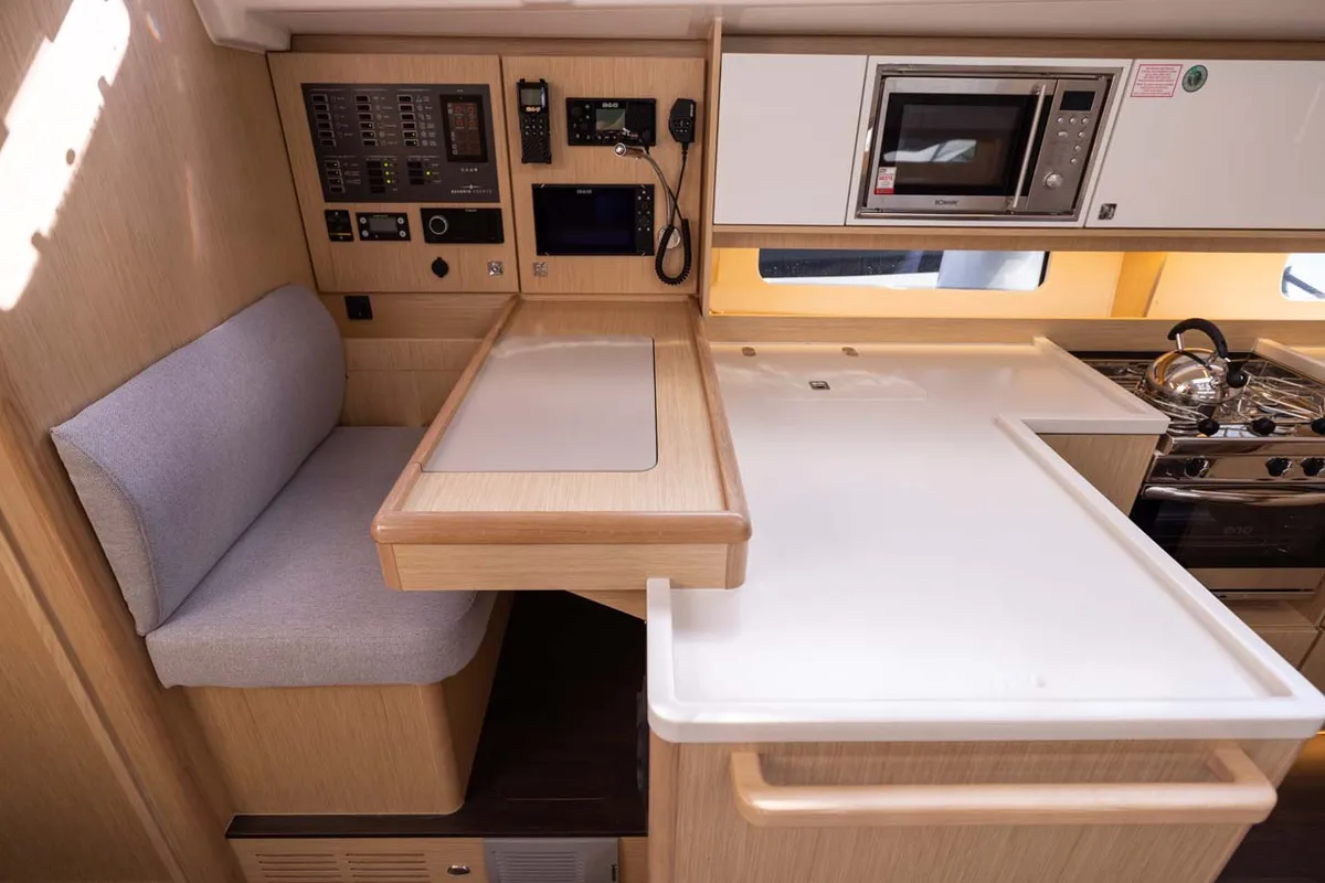 Galley of Vela, a Bavaria C46 sailboat at Grad Biograd na Moru, Croatia