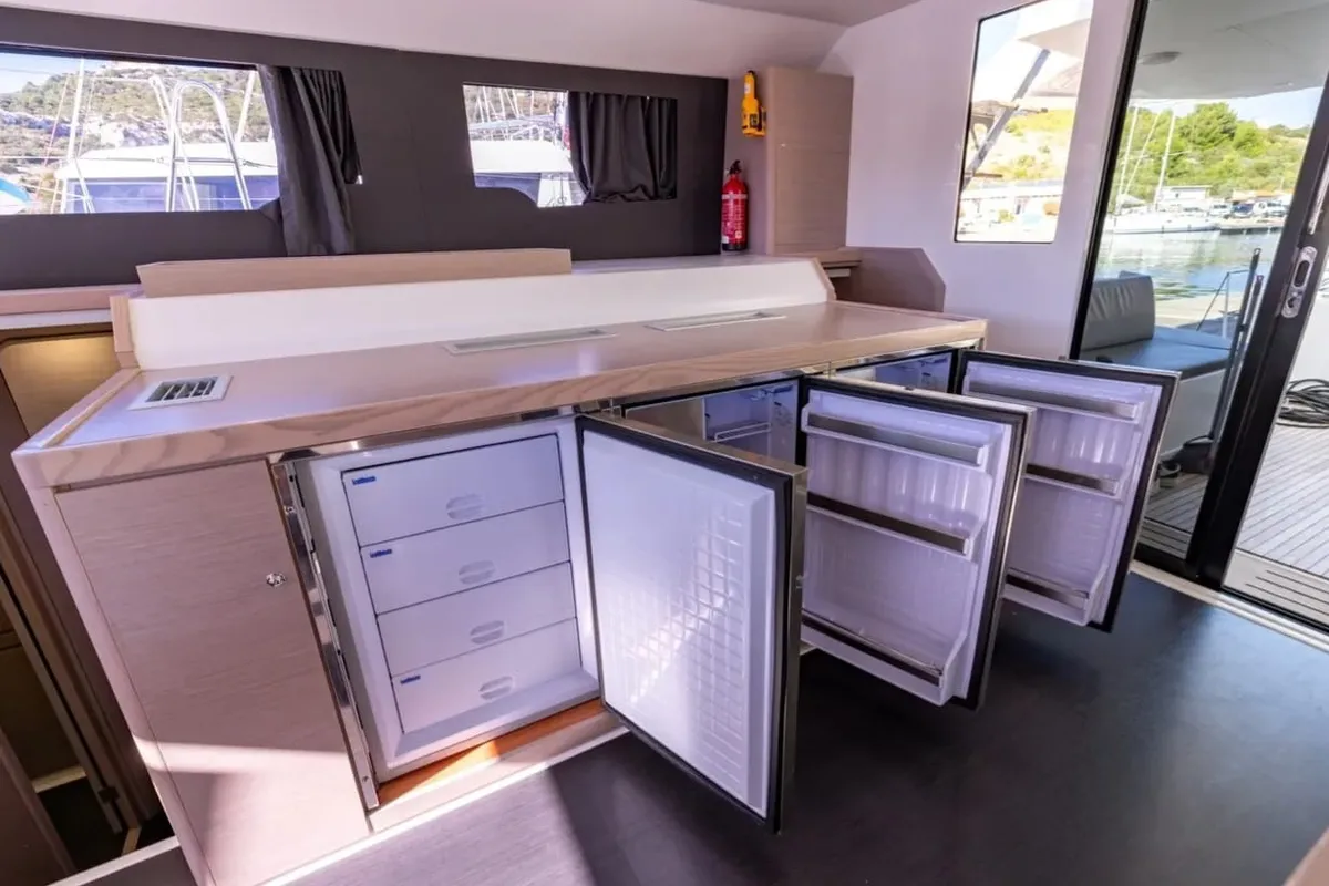 Galley of Cat, a Dufour 48 Catamaran catamaran at Primošten, Croatia