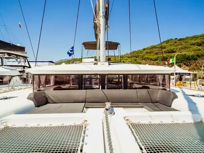 Deck of Emoseaon, a Lagoon 450 F catamaran at Municipal Unit of Lefkada, Greece