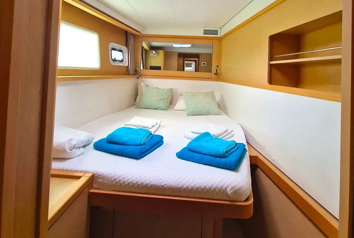 Cabin on Emoseaon, a Lagoon 450 F catamaran at Municipal Unit of Lefkada, Greece
