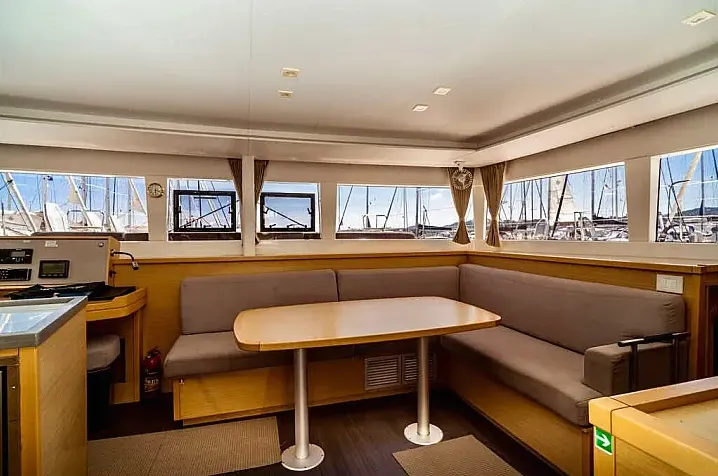 Salon of Emoseaon, a Lagoon 450 F catamaran at Municipal Unit of Lefkada, Greece