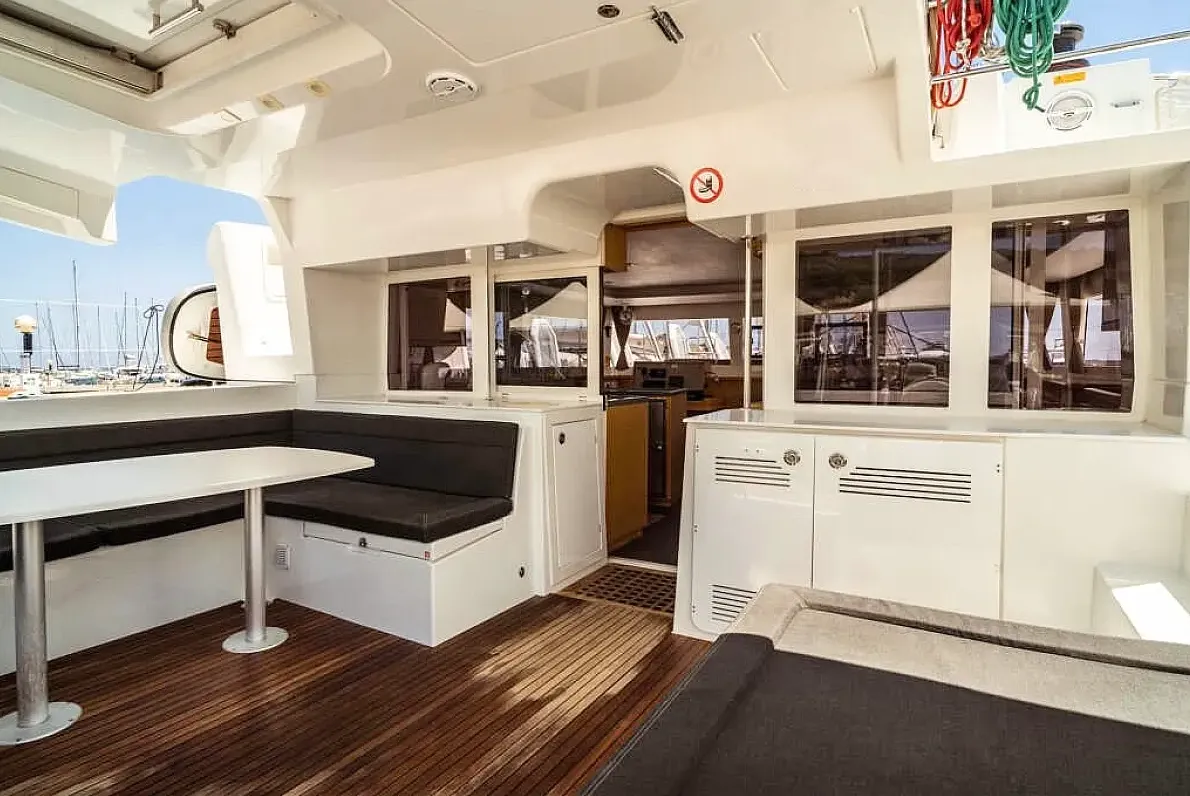Deck of Emoseaon, a Lagoon 450 F catamaran at Municipal Unit of Lefkada, Greece