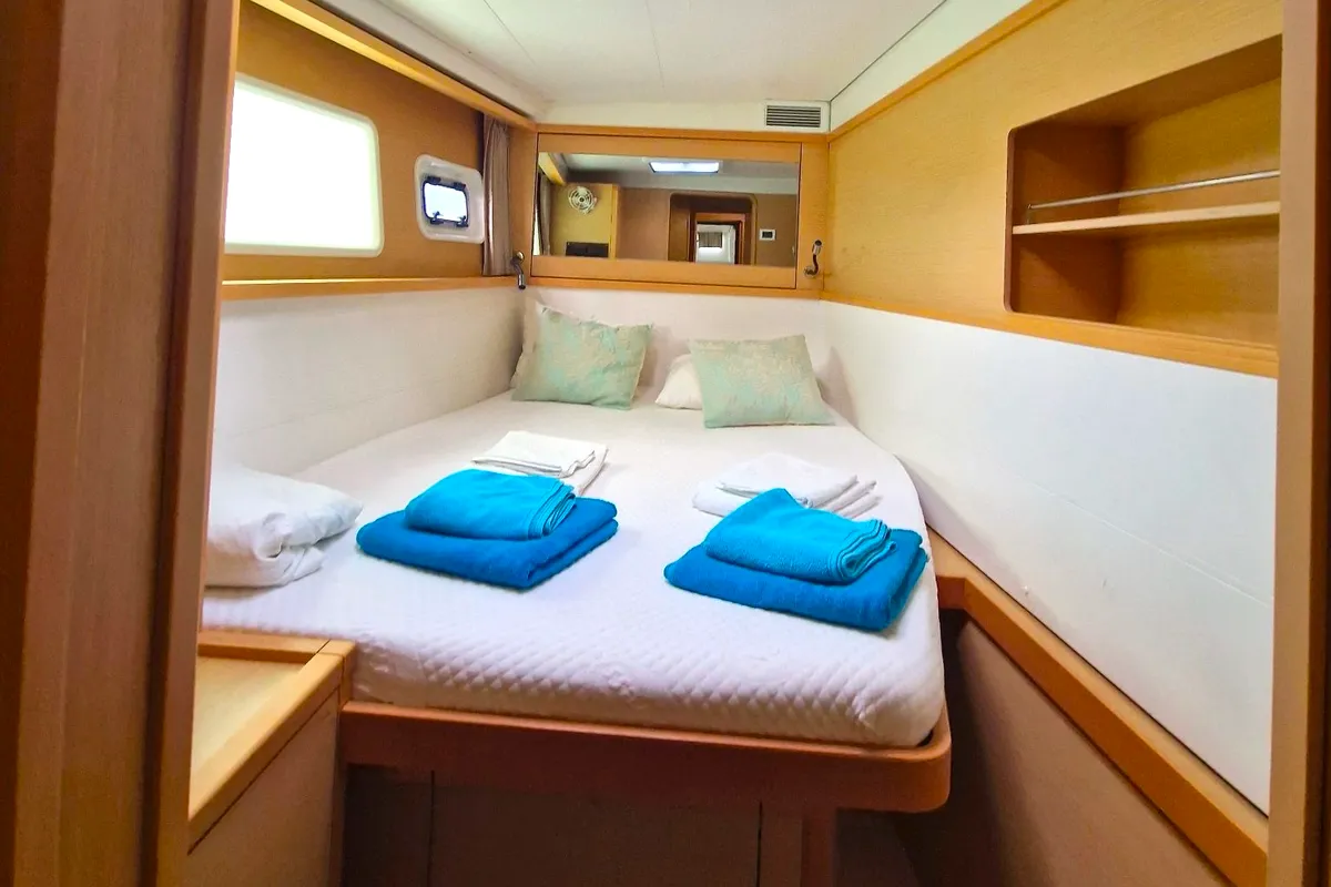 Cabin on Emoseaon, a Lagoon 450 F catamaran at Municipal Unit of Lefkada, Greece