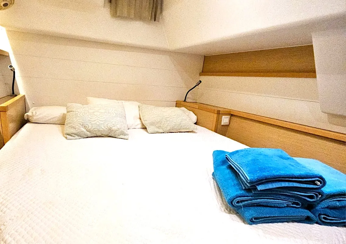 Cabin on Emoseaon, a Lagoon 450 F catamaran at Municipal Unit of Lefkada, Greece