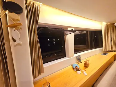 Salon of Emoseaon, a Lagoon 450 F catamaran at Municipal Unit of Lefkada, Greece
