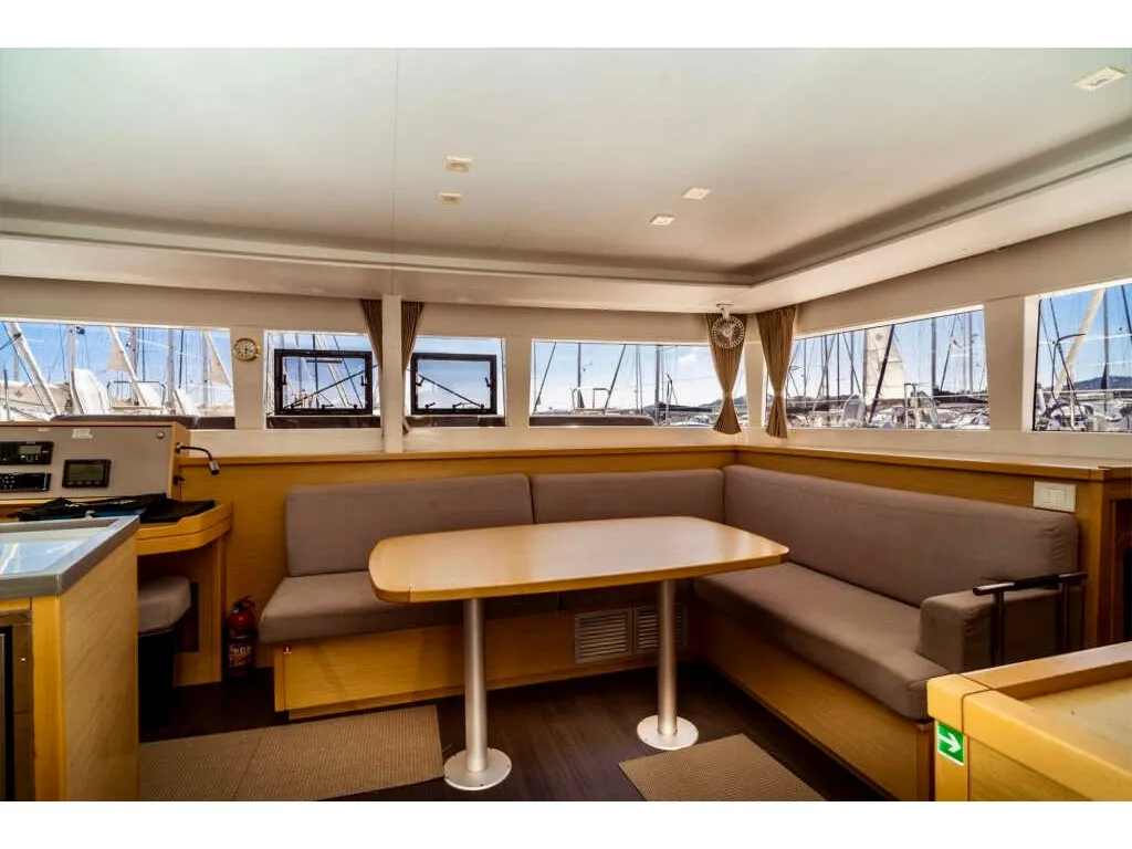 Salon of Emoseaon, a Lagoon 450 F catamaran at Municipal Unit of Lefkada, Greece