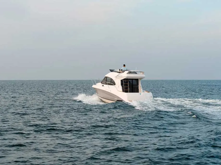 Exterior view of Antares 32 Fly, a Beneteau Antares 32 motorboat at Grad Trogir, Croatia