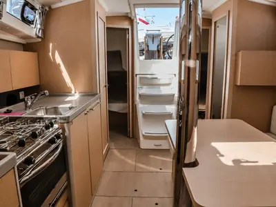 Galley of Sea Wolf, a Beneteau Oceanis 38.1 sailboat at Punta Ala, Italy