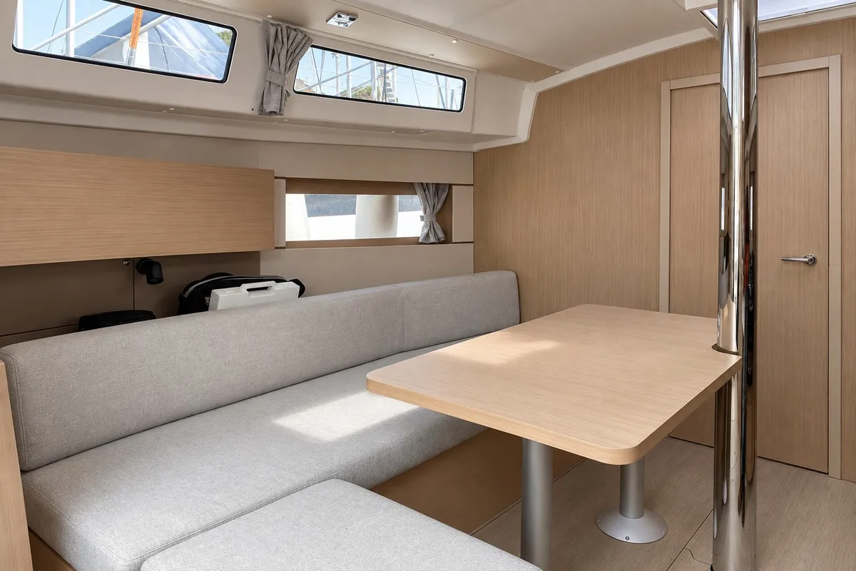 Salon of Sea Wolf, a Beneteau Oceanis 38.1 sailboat at Punta Ala, Italy